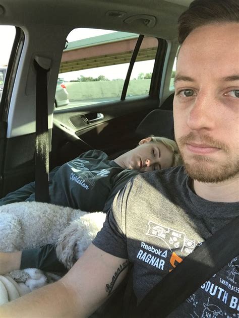 Husband Takes Selfies Of His Wife Sleeping During Every Road Trip Hilarity Ensues