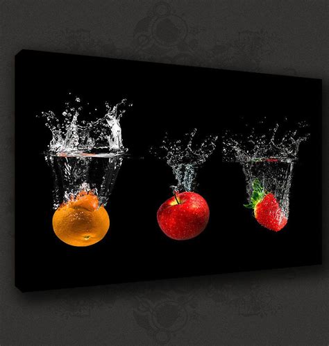 Details About Black Fruits Splash Modern Kitchen Art Canvas Print