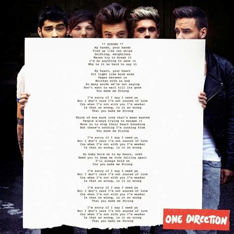 Strong One Direction Lyrics One Direction Songs One Direction Lyrics