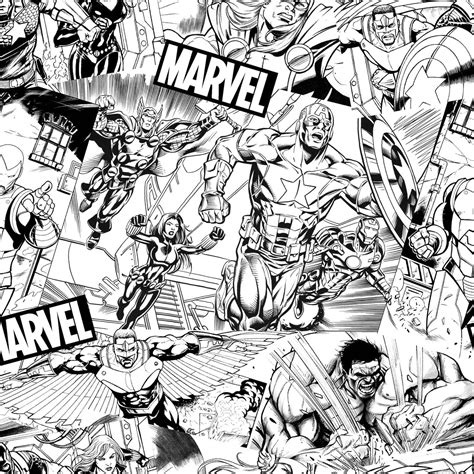 Download Marvel Heroes Unite In Stunning Black And White Wallpaper