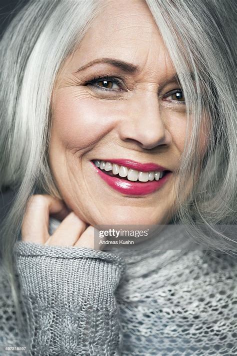 Tight Portrait Of Grey Haired Lady With Red Lips Photo Getty Images