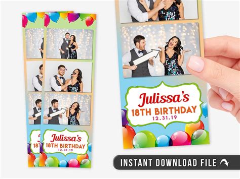 Birthday Photo Booth Template Photo Booth Template 2x6 Etsy