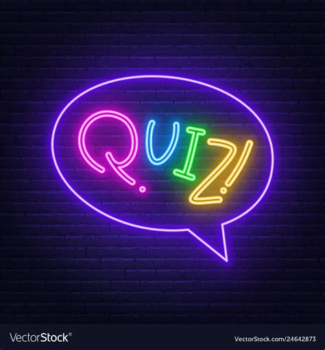 Neon Lettering Quiz On A Brick Wall Background Multicolored