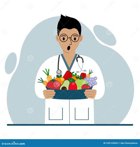 Nutritionist Doctor With A Bowl Of Fruits And Vegetables Dietitian