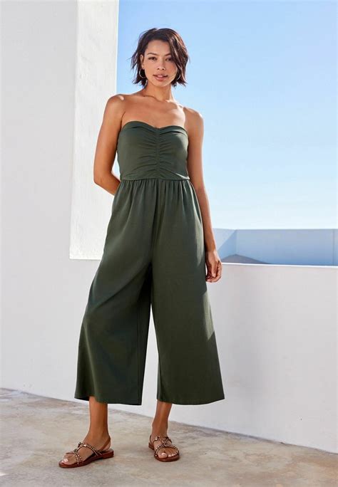 Next Bandeau Jersey Culotte Jumpsuit Jumpsuit Khaki Greengroen