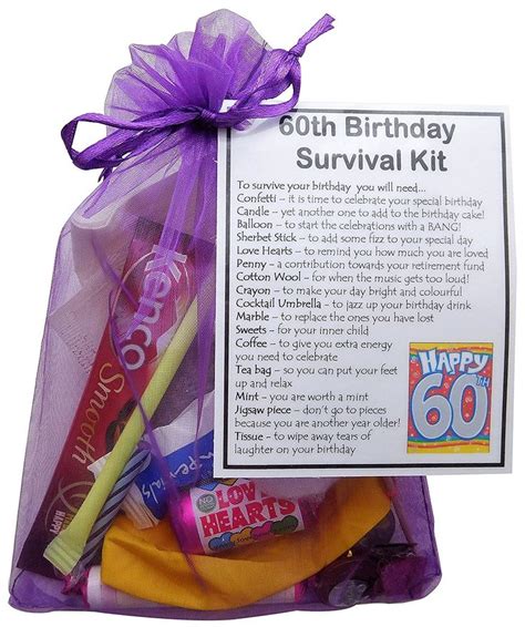 Better than i imagined and she was so happy with its high quality finnish and how pretty it is. 60th Birthday Gift - Unique Novelty survival kit - 60th ...