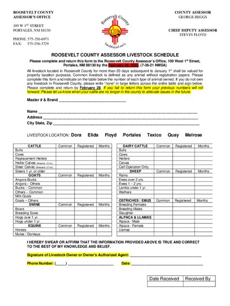 Fillable Online Assessor Forms Roosevelt County Fax Email Print