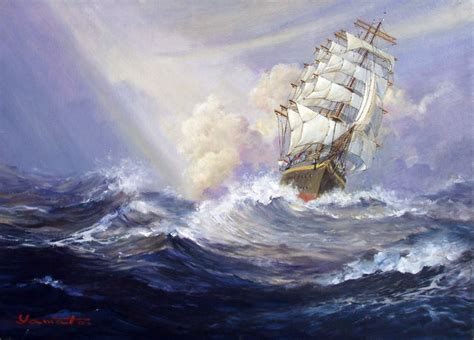 Ancient Sailing Ship Battling Storm Sailing Ships Ship Paintings