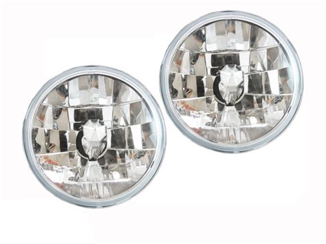 Head Lights 7 Inch Round Clear Glass Lens H4 Crystal Semi Sealed Universal Lamp