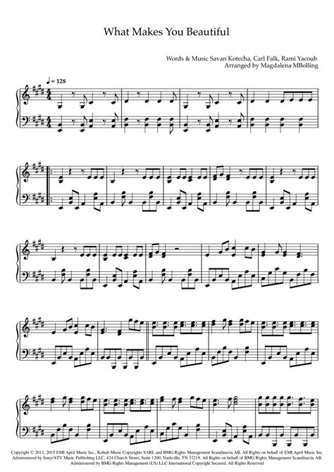 What Makes You Beautiful Sheet Music One Direction Piano Solo
