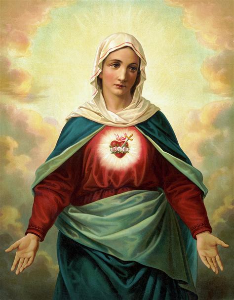 Sacred Heart Of Virgin Mary Coeur Immacule Marie Christian Art