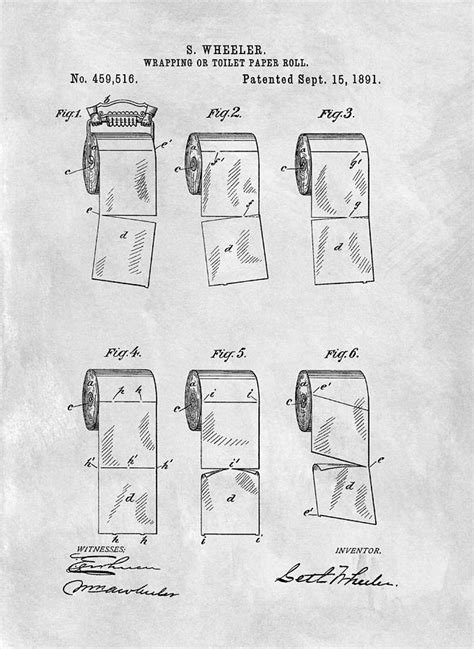 Original Toilet Paper Roll Patent Drawing Drawing By Dan Sproul