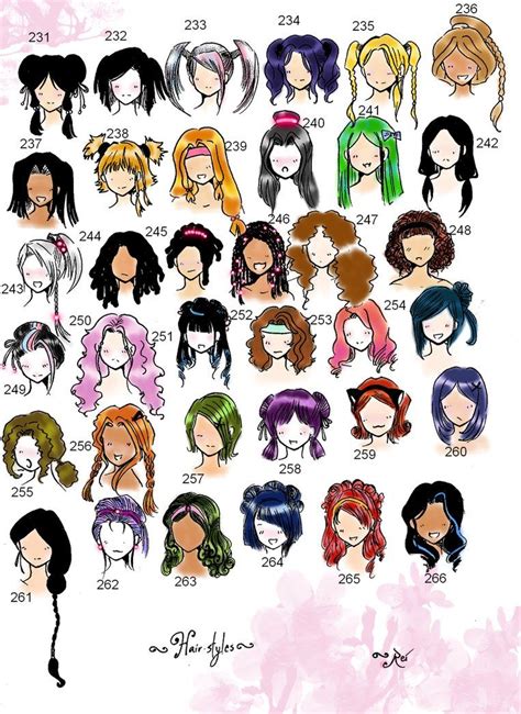 Hairstyles Anime Ideas Hair Drawing Reference Hairstyles Anime Girls