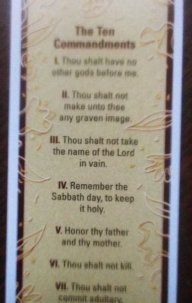 The Ten Commandments Bible Bookmark The Seed Of