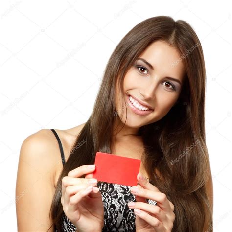 Girl Showing Red Card In Hand — Stock Photo © Khorzhevska 52019687