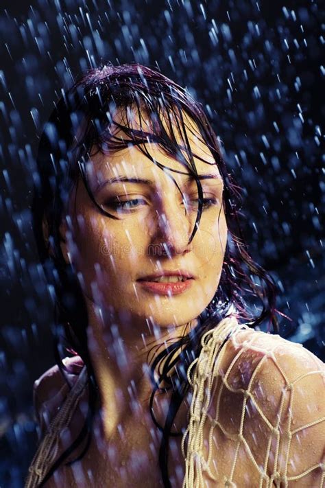 Beautiful Girl Under A Rain Stock Image Image Of Sensuality Happy 13122299