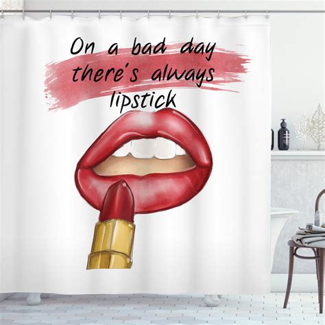 Girls Shower Curtain Bad Day Good Make Up Quote Sensual Beauty Charm Theme Inspirational Art