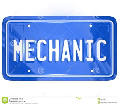 Mechanic Word Vanity License Plate Auto Repair Shop Garage Stock