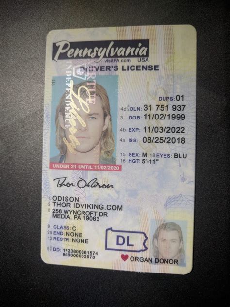 Jalan di amerika serikat (id); Pennsylvania NEW (PA) under 21 Drivers License - Scannable ...