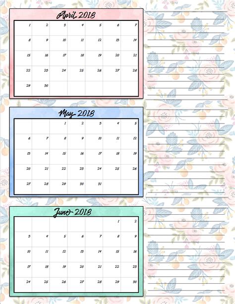 Free Printable 2018 Quarterly Calendars 2 Designs