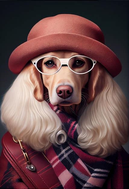 Premium Ai Image A Dog Wearing A Hat And Scarf With A Scarf And Glasses
