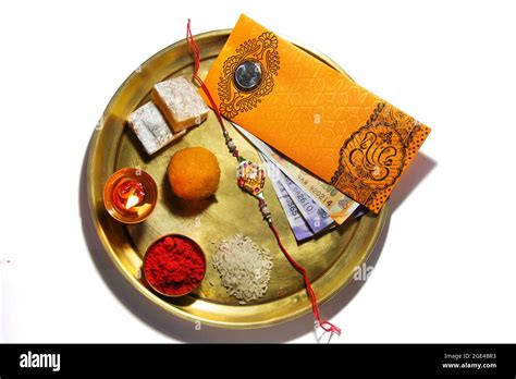 Rakhi Kept In A Decorative Thali On The Occasion Of Raksha Bandhan