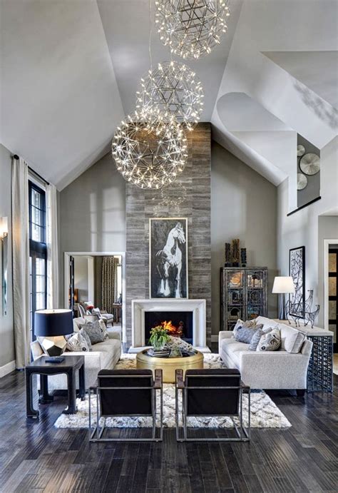 Elegant Transitional Style Grey And White Living Room