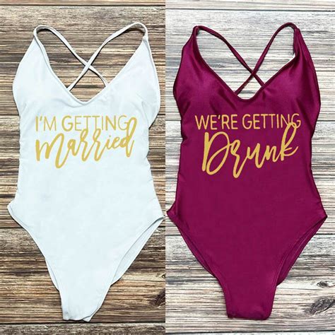 Sexy Paded One Piece Swimsuit I M Getting Married Sexy Bathing Suit We Re Getting Drunk