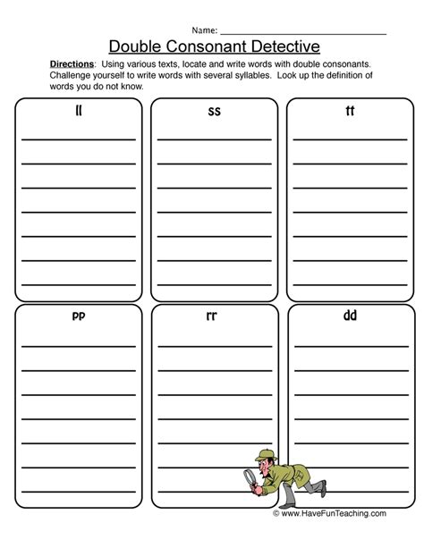 Double Consonant Words Worksheets