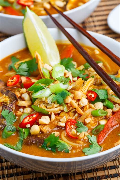 .bowl of chicken noodle soup, while for others it could be their favorite cookie, or a spiced latte. Thai Peanut Chicken Noodle Soup Recipe on Closet Cooking