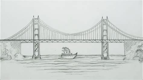 How To Draw Golden Gate Bridge Step By Step Youtube