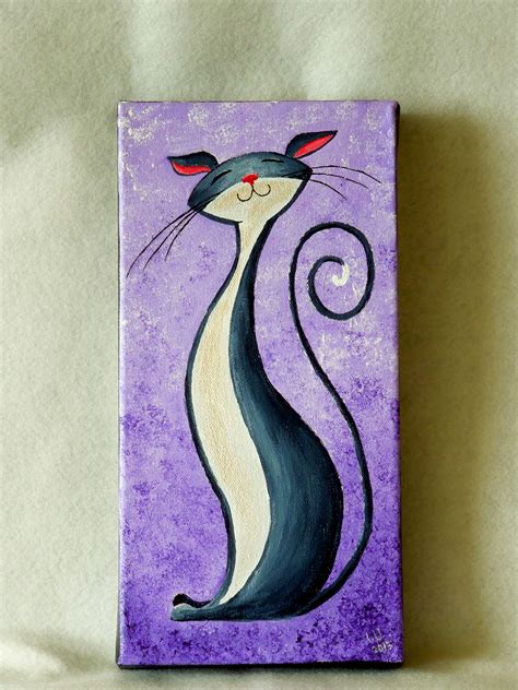 Easy Cat Painting Simple Goimages World