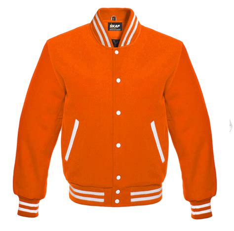 Letterman Varsity Jacket All Wool Orange Skaf Impex