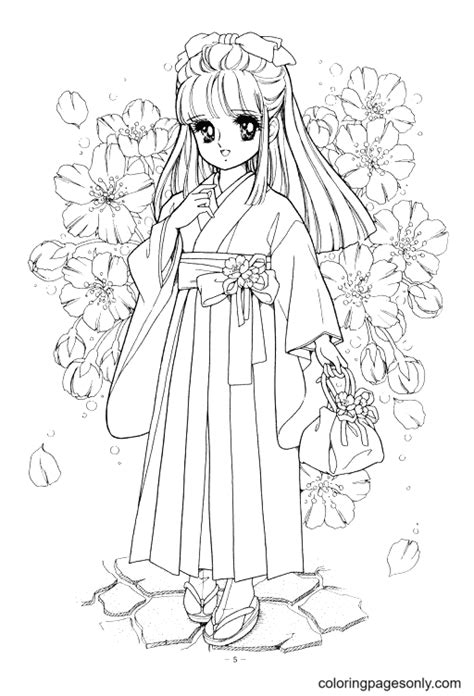 Pretty Anime Girls Coloring Pages Printable