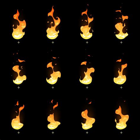 Fire Sprite Sheet Cartoon Vector Flame Game Animation By Microvector TheHungryJPEG Com