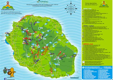 Carte Des Randonnées De La Réunion Carte De La Réunion Carte