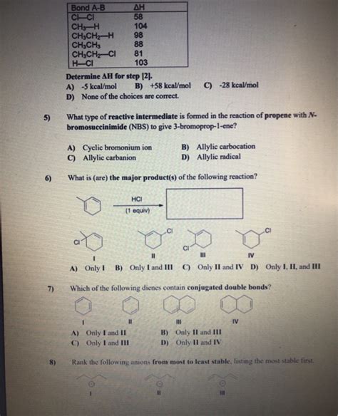 Solved A Possible Reaction Of Ethane With Chlorine Is Shown