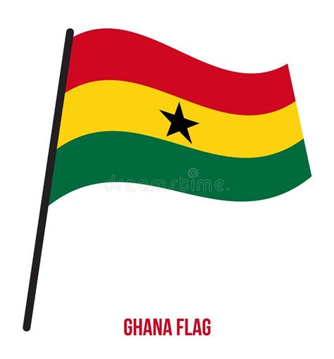 Ghana Flag Waving Vector Illustration On White Background Ghana