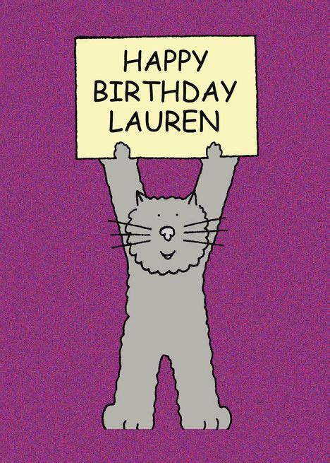 Happy Birthday Lauren Cute Pet Cat Card Ad Affiliate Lauren