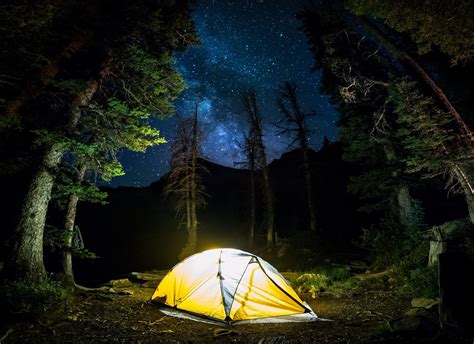 Landscape Camping Milky Way Light Forest Starry Night Wallpaper Camping