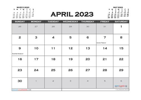 Free Printable April Calendar 2023 Pdf And Image