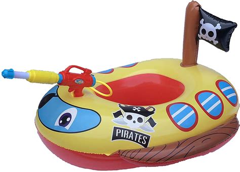 Big Summer Inflatable Pirate Boat Pool Float For Kids With Built In