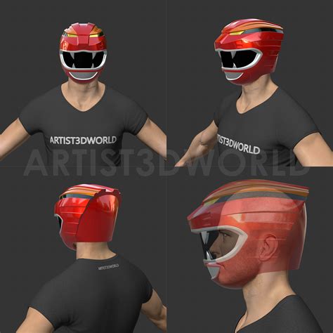 Stl File Power Ranger Gaored Red Ranger 3d Helmet 🪖・template To