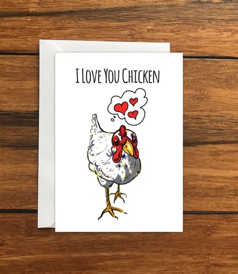 I Love You Chicken Greeting Card A6 One Card And Envelope Etsy Chicken Greeting Cards
