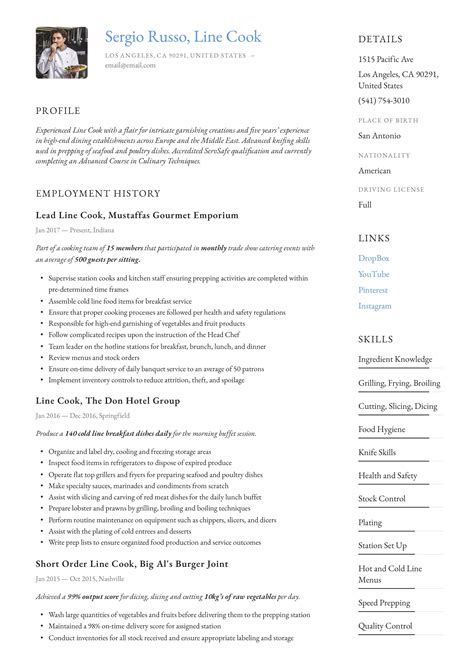 35 Line Cook Resume Samples That You Can Imitate
