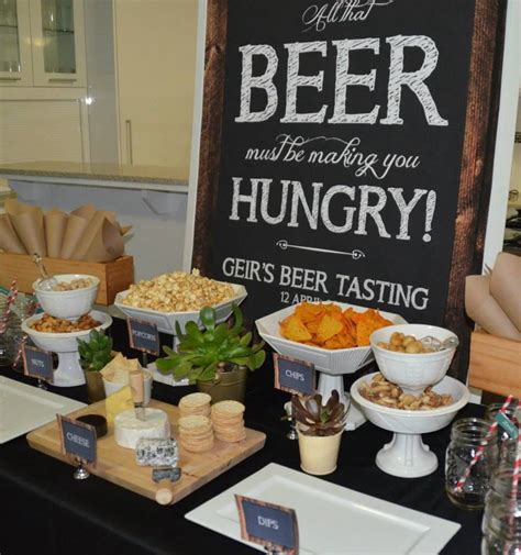 Organising a party can be a full time gig and the last thing you want to be doing is slaving all day in the kitchen before the party even begins. Beer food station | Beer tasting parties, Beer birthday ...