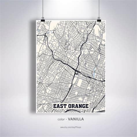 East Orange Map Print East Orange City Map New Jersey Nj Usa Etsy