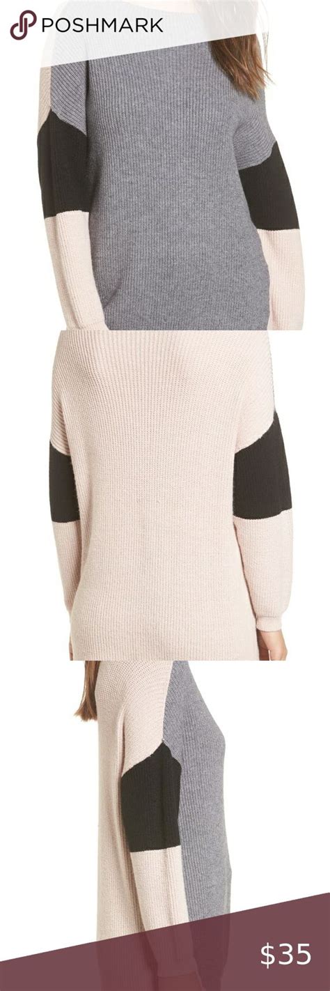 Dreamers Colorblock Tunic Oversized Pink And Gray Sweater Color Block