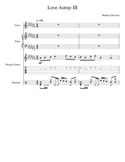 Love Astray Iii Sheet Music For Piano Vocals Guitar Drum Group