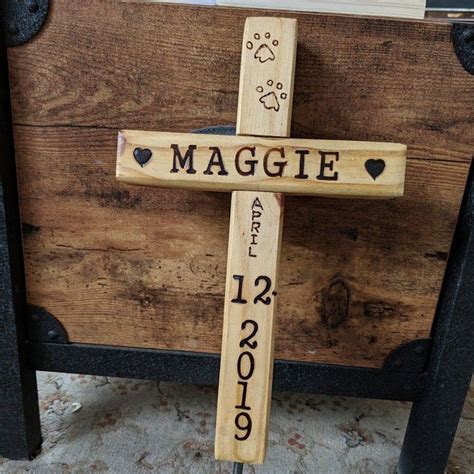 Memorial Pet Burial Cross Personalized Personalized W Name Etsy